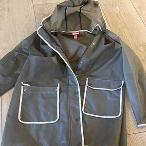 Hunter Transparent Gray Hooded Rain Jacket